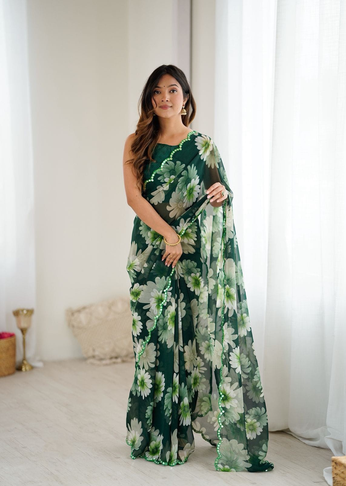 Elegant Sequin Work Designer Saree